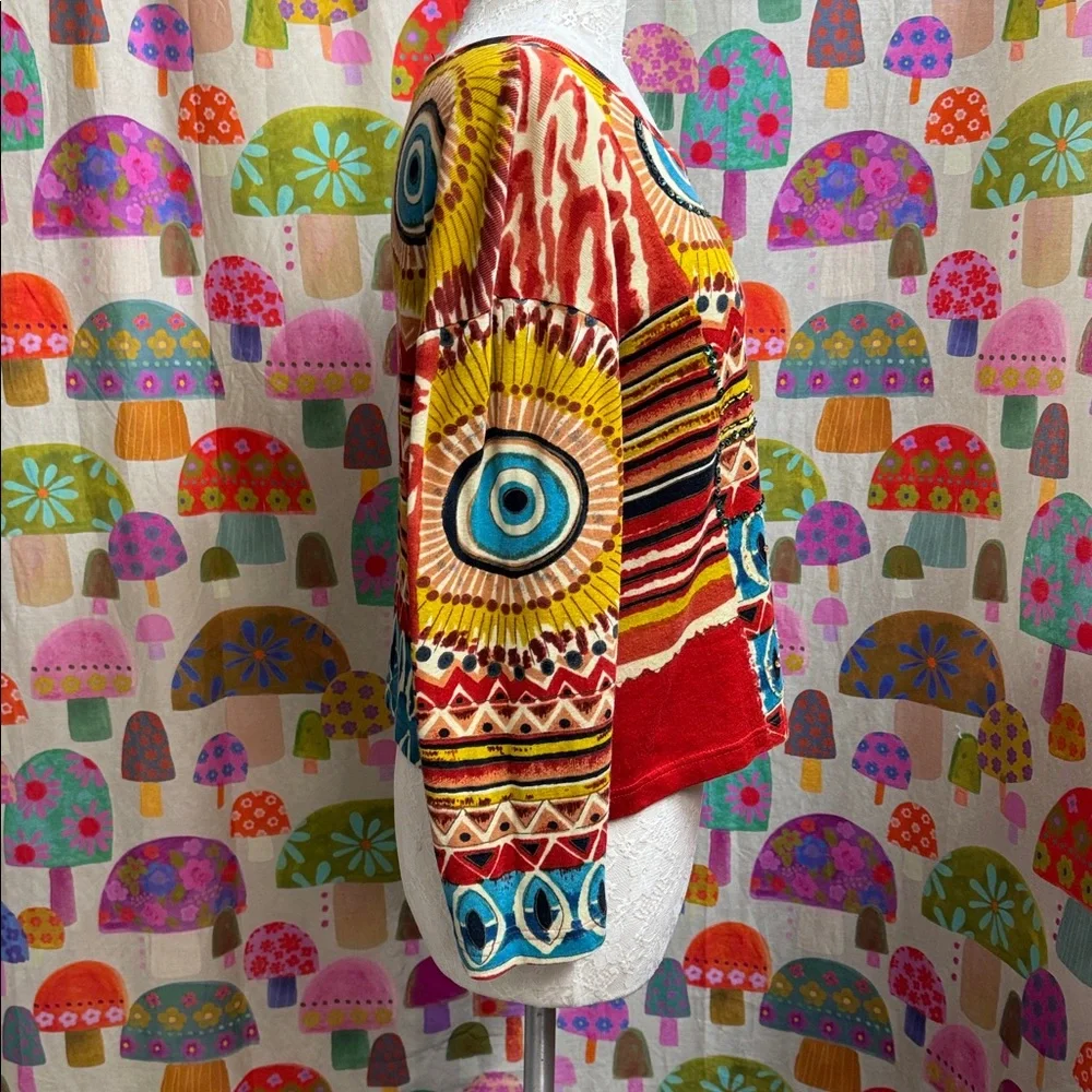 Sacred Threads 100% Cotton Beaded L/S Top. Small - Picture 5 of 8